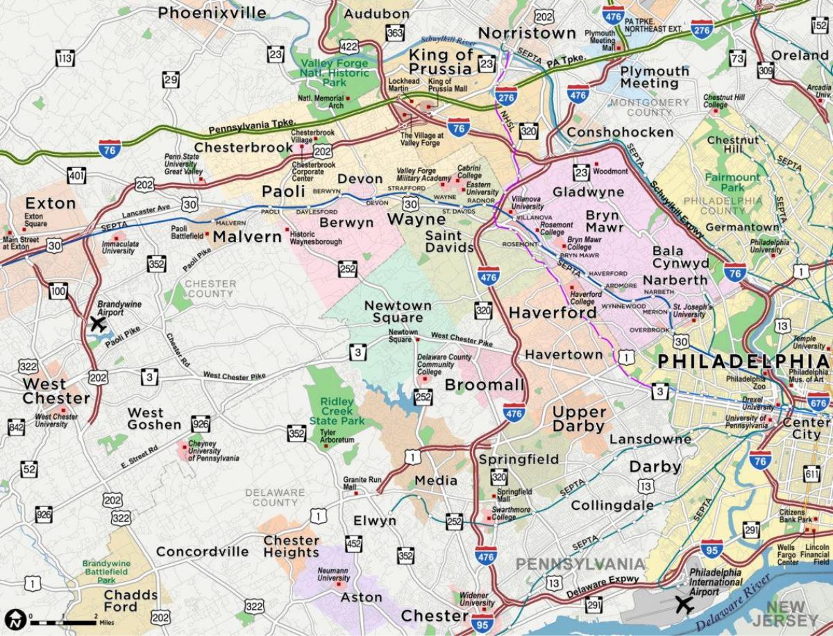bản đồ của đường chính Philadelphia