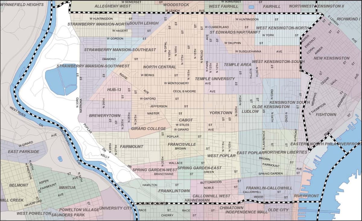 bản đồ của Philadelphia cỗi