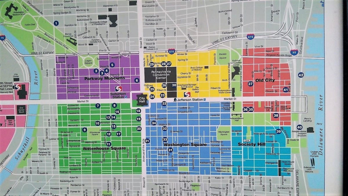 bản đồ của trung tâm thành phố Philadelphia