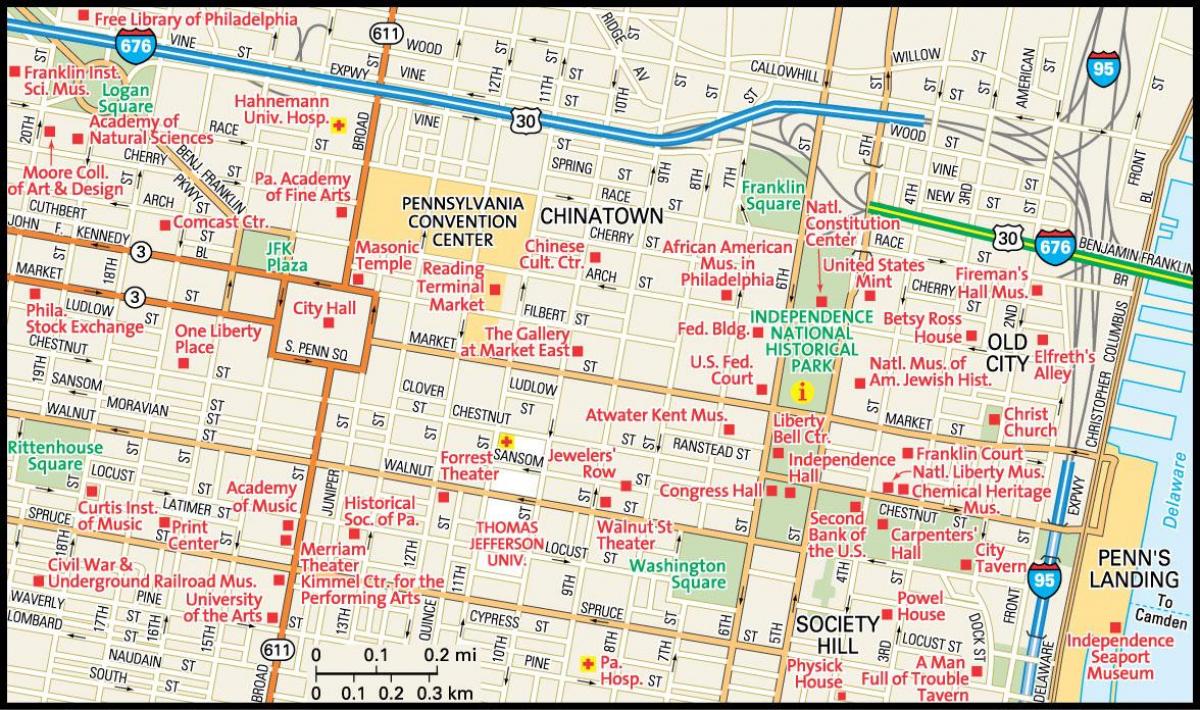 bản đồ của trung tâm thành phố Philadelphia
