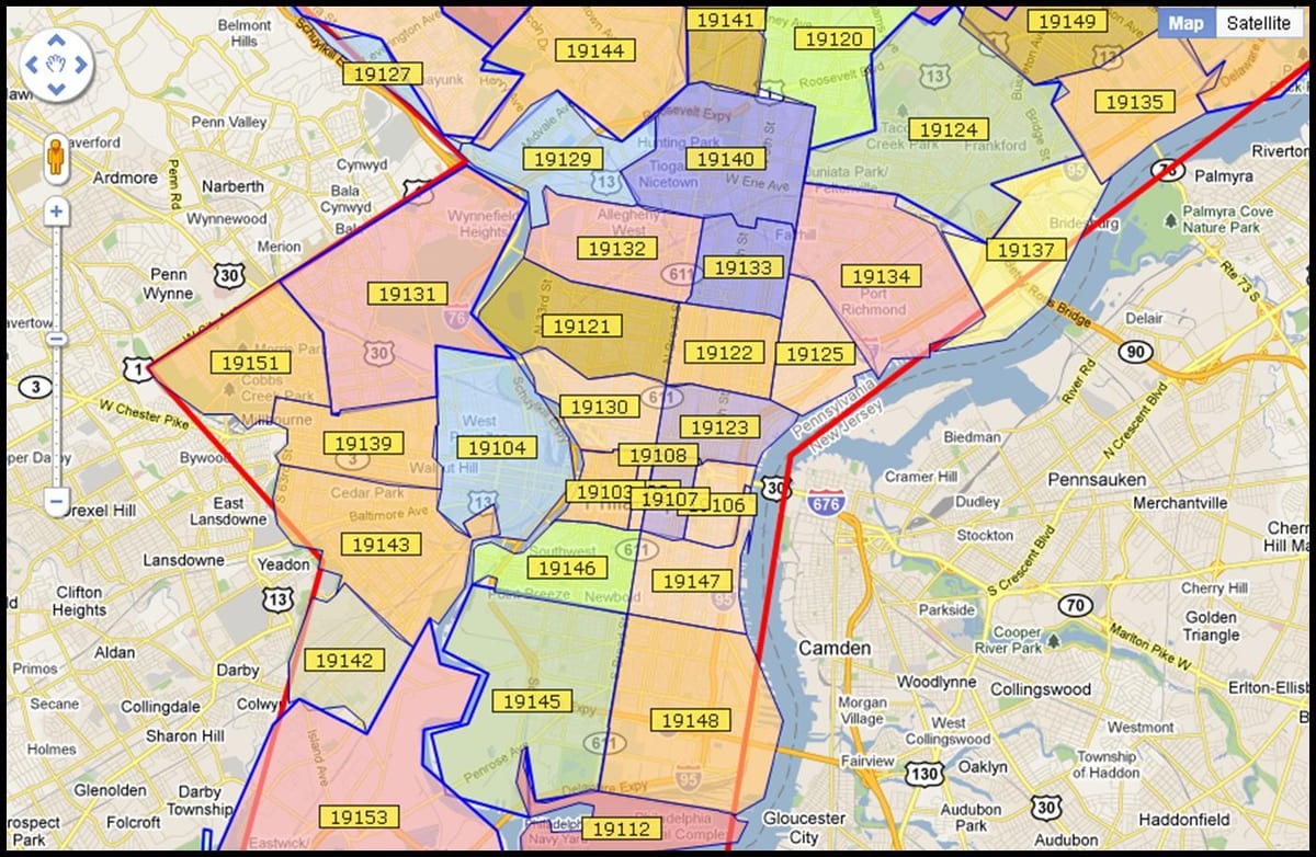 bản đồ của vực Philadelphia