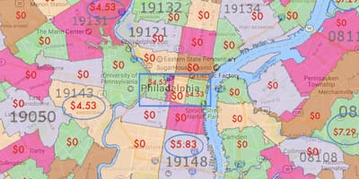 Philadelphia và khu vực xung quanh bản đồ