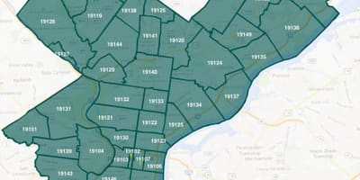 Bản đồ của trung tâm thành phố Philadelphia mã