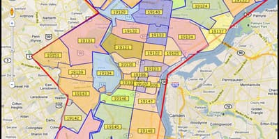 Bản đồ của vực Philadelphia